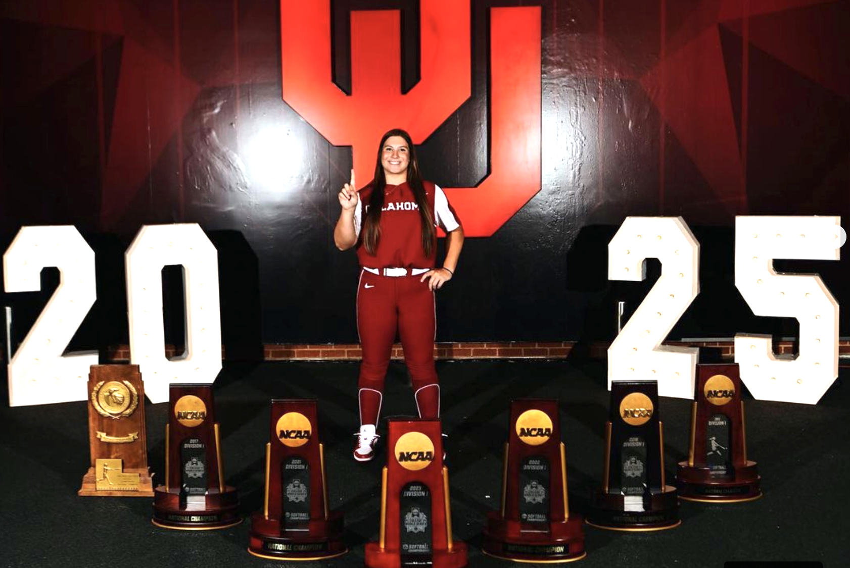 Kendall Wells shows her excitement in being a future Sooner