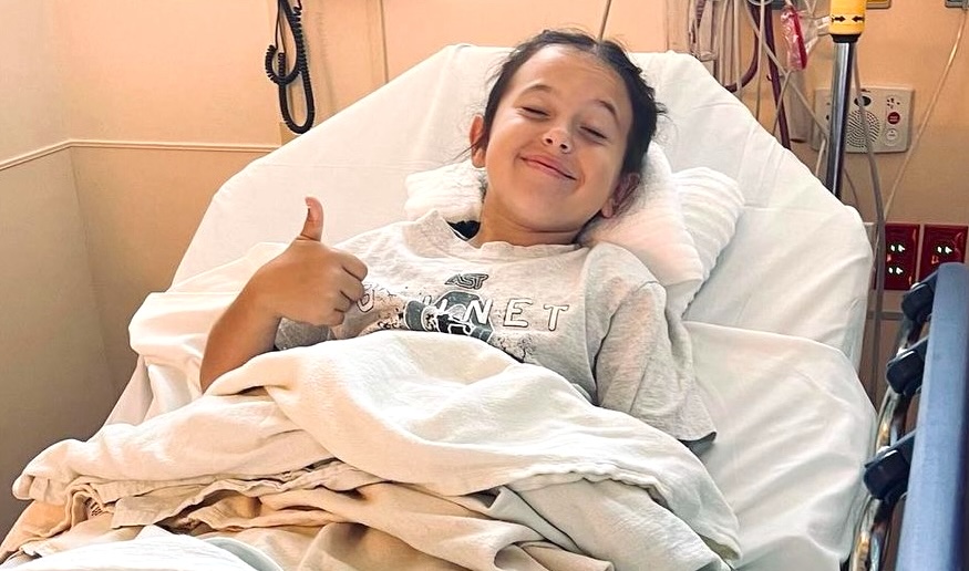 Taylor Cook gives the thumbs up after a recent ankle surgeryCROPPED