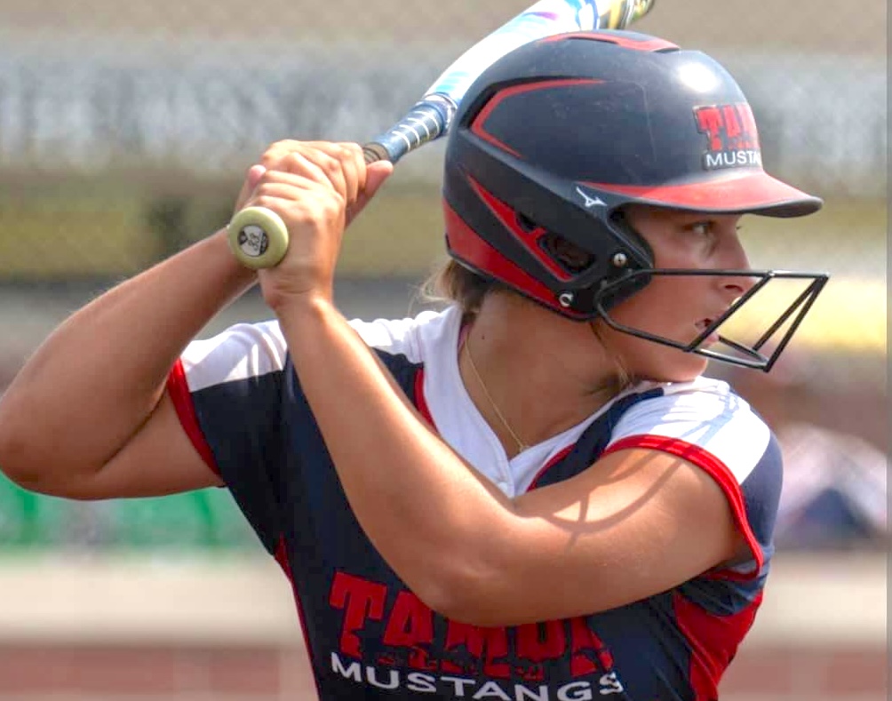 Riley Johnson at the plate hit a sizzling .487 this summer (2024) for the Mustangs