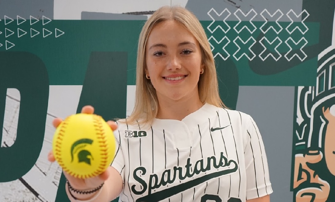 Violet Flynn makes it clear she will be a Michigan State Spartan! CROPPED