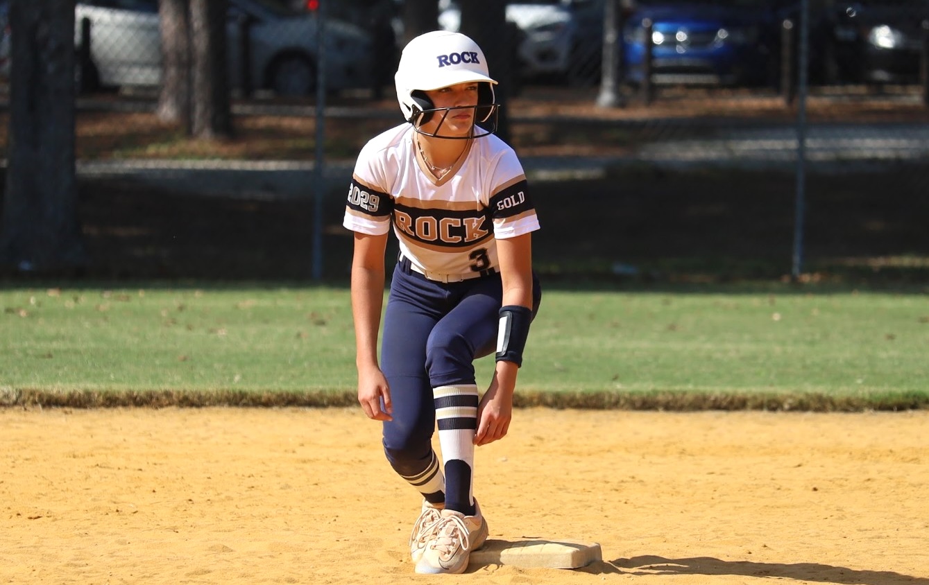 ACTION - 48 - Gia Schirripa of Rock Gold Premier - Conrad at second base looking to score