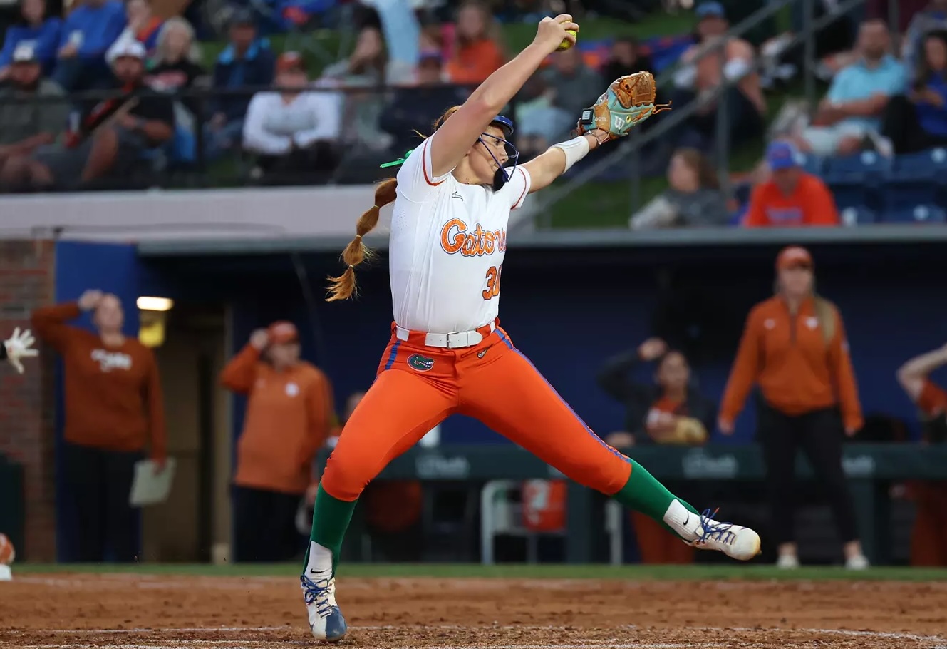 Florida freshman pitcher Katelynn Oxley earned her first Southeastern Conference win in the circle with the 3-1 win over Texas on Monday. Photo - Florida Gators Softball