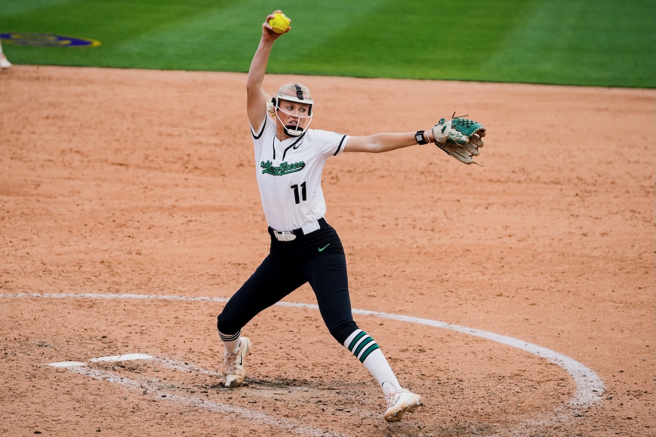 Gracie Maloney pitching earlier this year for the Mean Green of North Texas