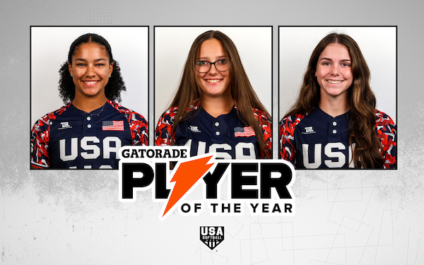 Three members of the U-18 Womens National Team - (l-r) Aspen Boulware, Lilly Goodwin and McLaine Hudson - have received 2025 Gatorade State Player of the Year honors(06.12.25)