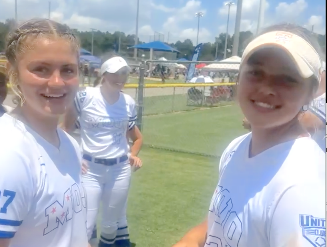Addison DeRoche (left) and Avary Stockwell were surprised to learn today they are Line Drive High School All-Americans!