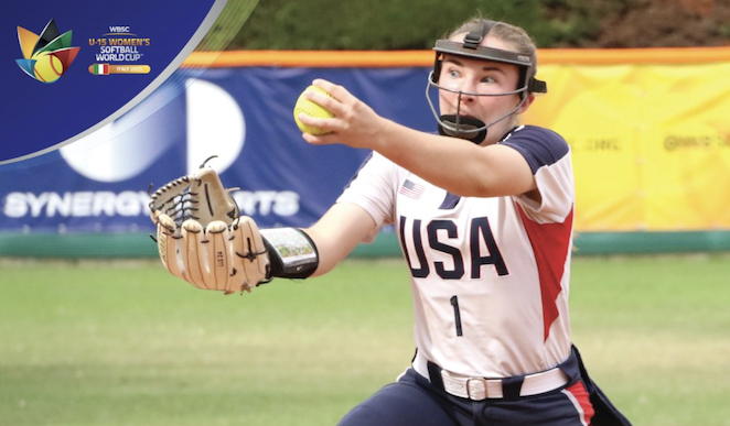 Team USA ended the Opening Round of the WBSC U-15 Women's Softball World Cup thanks to a no-hitter pitched by Braelyn Johnson on Monday against Australia. Photo courtesy of WBSC.jpg