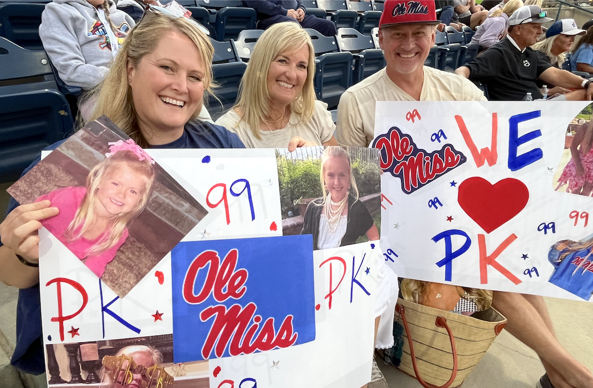 The family of Payton Kennedy, who pitched for the West team in the Seniors All-American Game, show their love and support for the Ole Miss signee