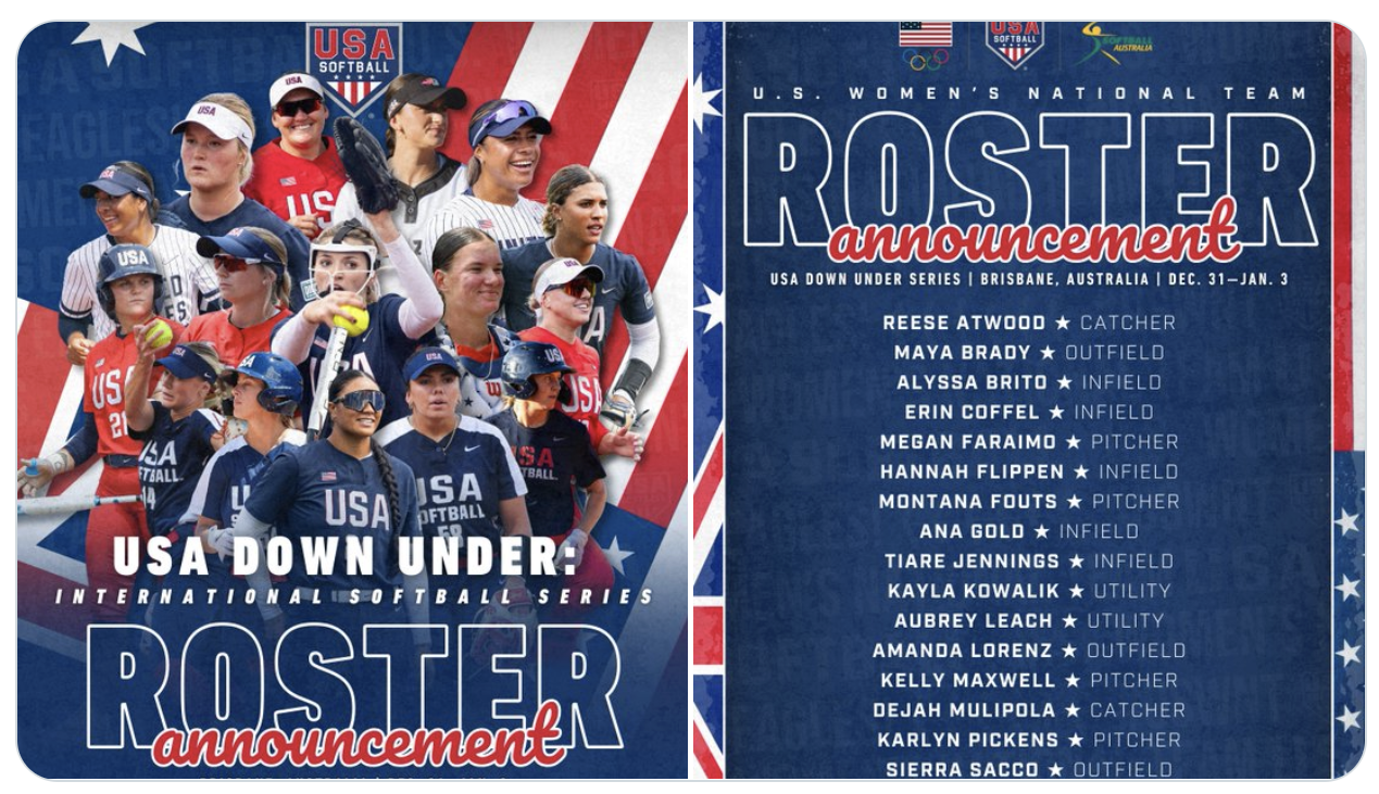 The USA Women's National Team roster has been announced for the 2025 USA Down Under Series which will take place in Brisbane, Australia from December 31, 2025 to January 3, 2026.