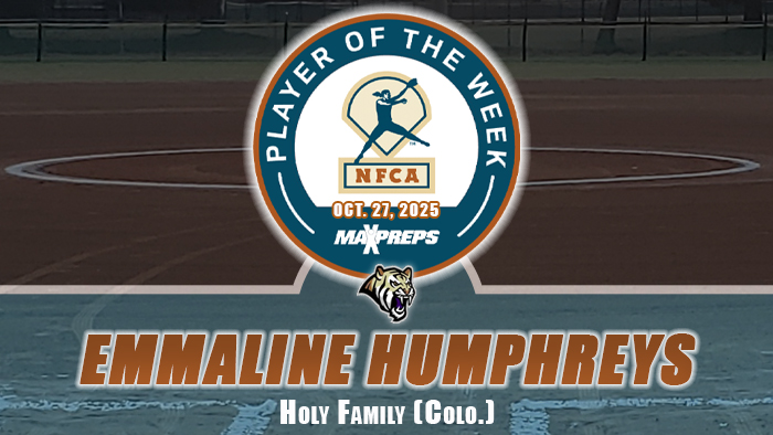 Emmaline Humphreys pitched her Holy Family (Col.) High Tigers to a Colorado Class 4A state championship to earn this week's MaxPreps:NFCA National High School Fall Player of the Week award