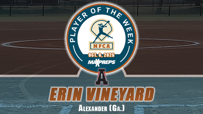 Erin Vineyard of Alexander (Ga.) HIgh went 8-for-8 at the plate and pitched her team to a pair of wins
