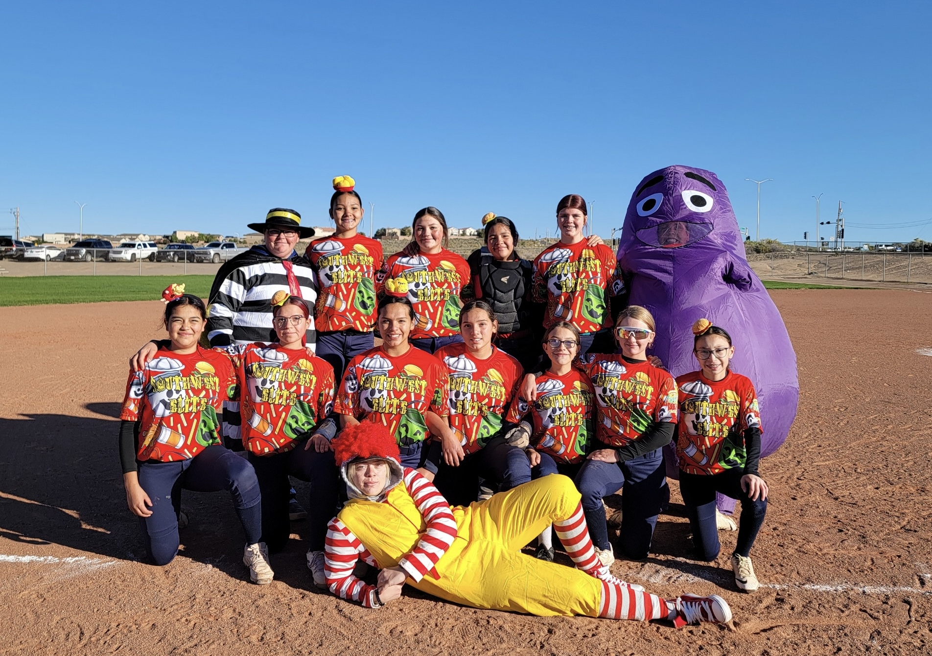 The Southwest Elite 14U squad for their “Happy Meals” costumes!