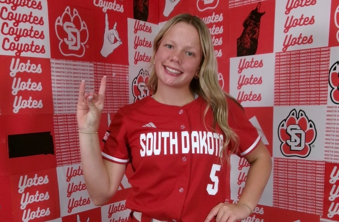 Laini Michaelis is a standout 2026 catcher who will sign with the South Dakota Coyotes in a ceremony Wednesday morning at her school