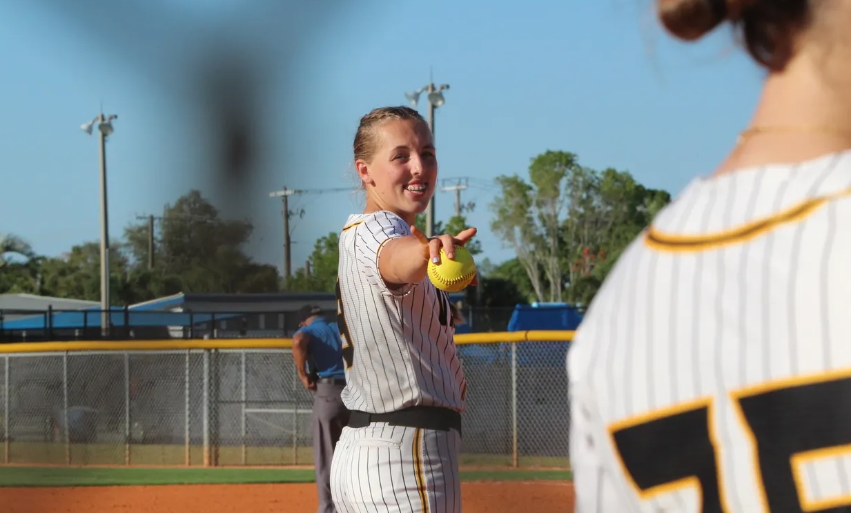 Paige Betterman having fun on the field