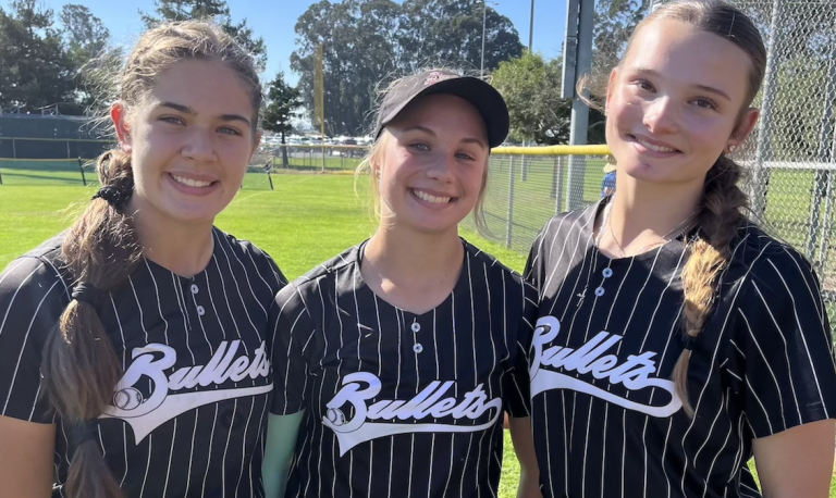 The Northwest Bullets 18U – Campo team has one of the best pitching:catching batteries in the nation… and one of the youngest! L-R – Ali Evans, Tenley Jukkala and Sierra Murray
