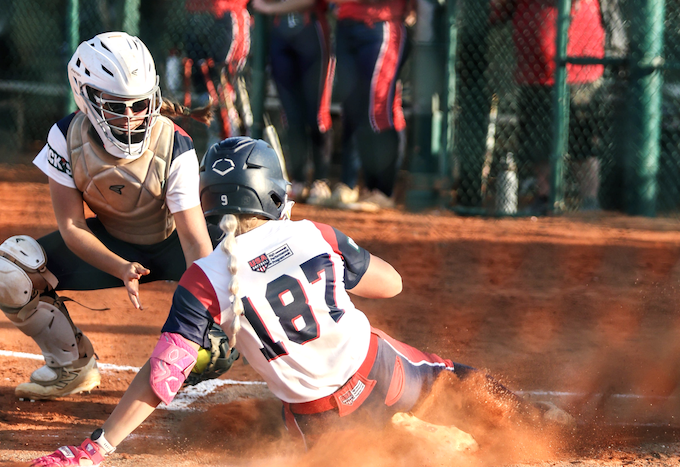 Action from today at the USA Softball HPP Selection Event in Vero Beach, Fla. Photo courtesy of USA Softball