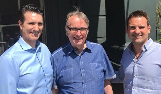 John Huddy (center) with his two sons, Brentt & John Trevor Huddy