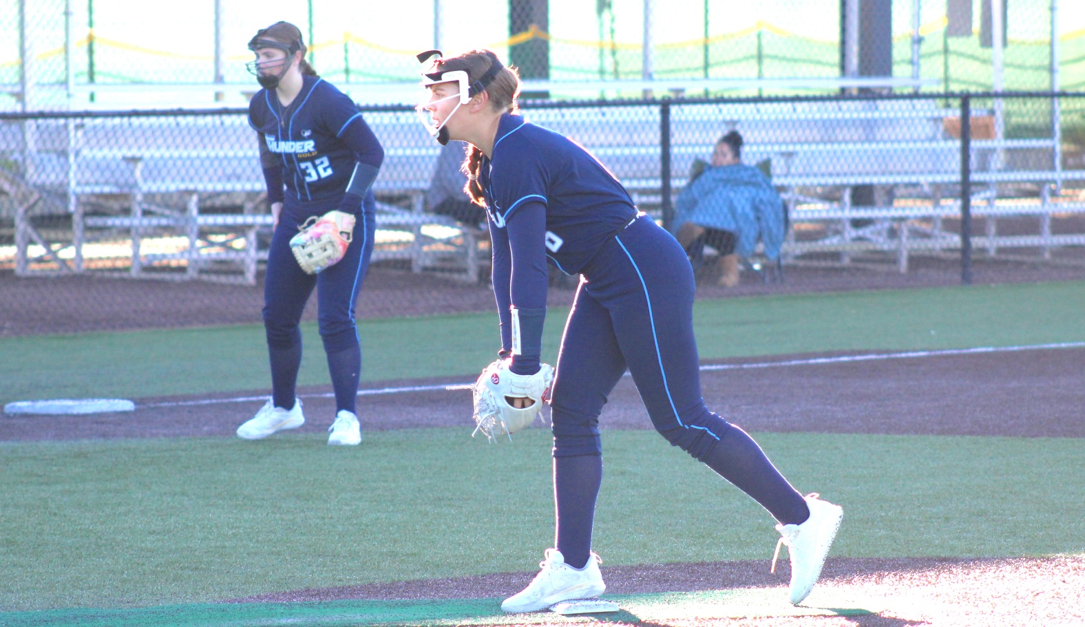 Audrey pitching for her Rhode Island Thunder 14U team for which she travels six hours roundtrip just to practice!