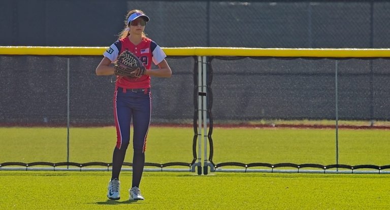 Leni Greenberg in the outfield at the U-14 HPP tryouts in early December