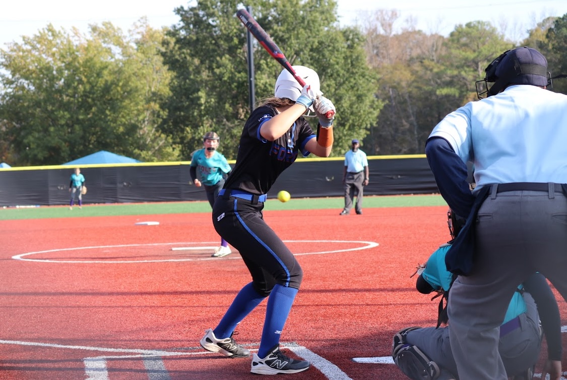 Southern Force catcher Lauren Klein zeroes in on the pitch
