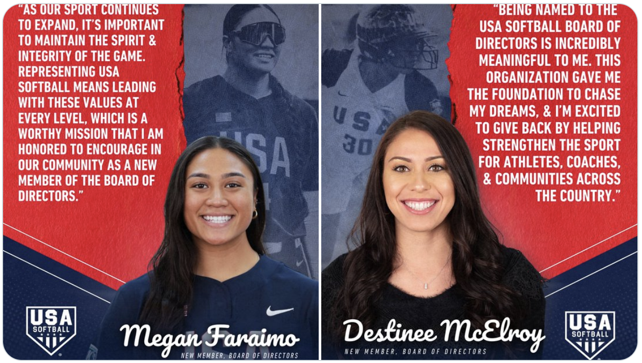 They wore the uniform, they lived the grind... now, they lead. Two legendary women's national players are now on the USA Board of Directors. Photo - USA Softball