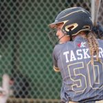 Natalie Tasker in the box hitting at the U17 Nationals in Warman, Saskatchewan (2025)