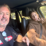Stephen and Lily Beals on the road
