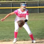ACTION - 98 - Emmelina (Emme) Campos lookds to make a play for her Finesse Fastpitch 14U BRW team