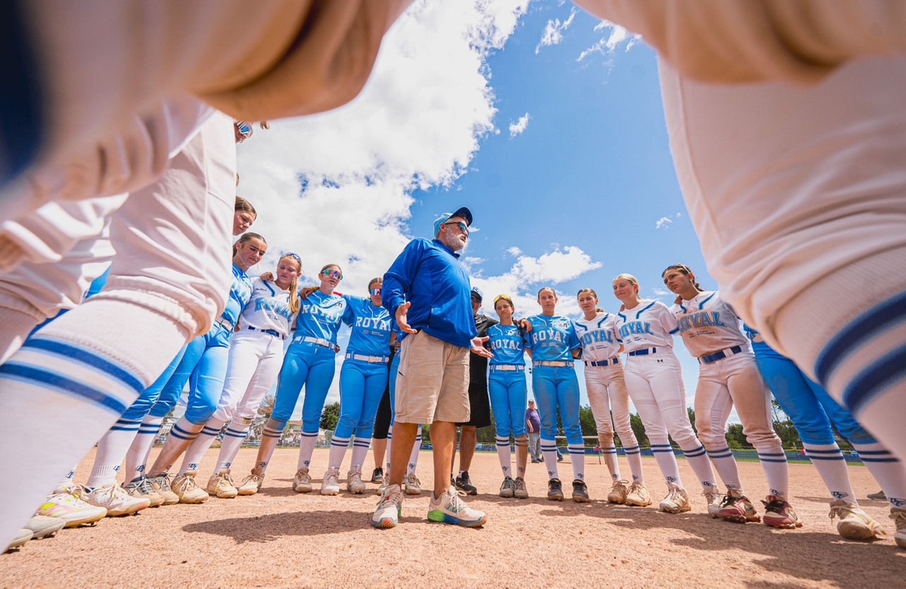 Nicholas Di Peco addresses one of his Royal On Field Softball teams, of which there are now ones ranging from 10U to 18U