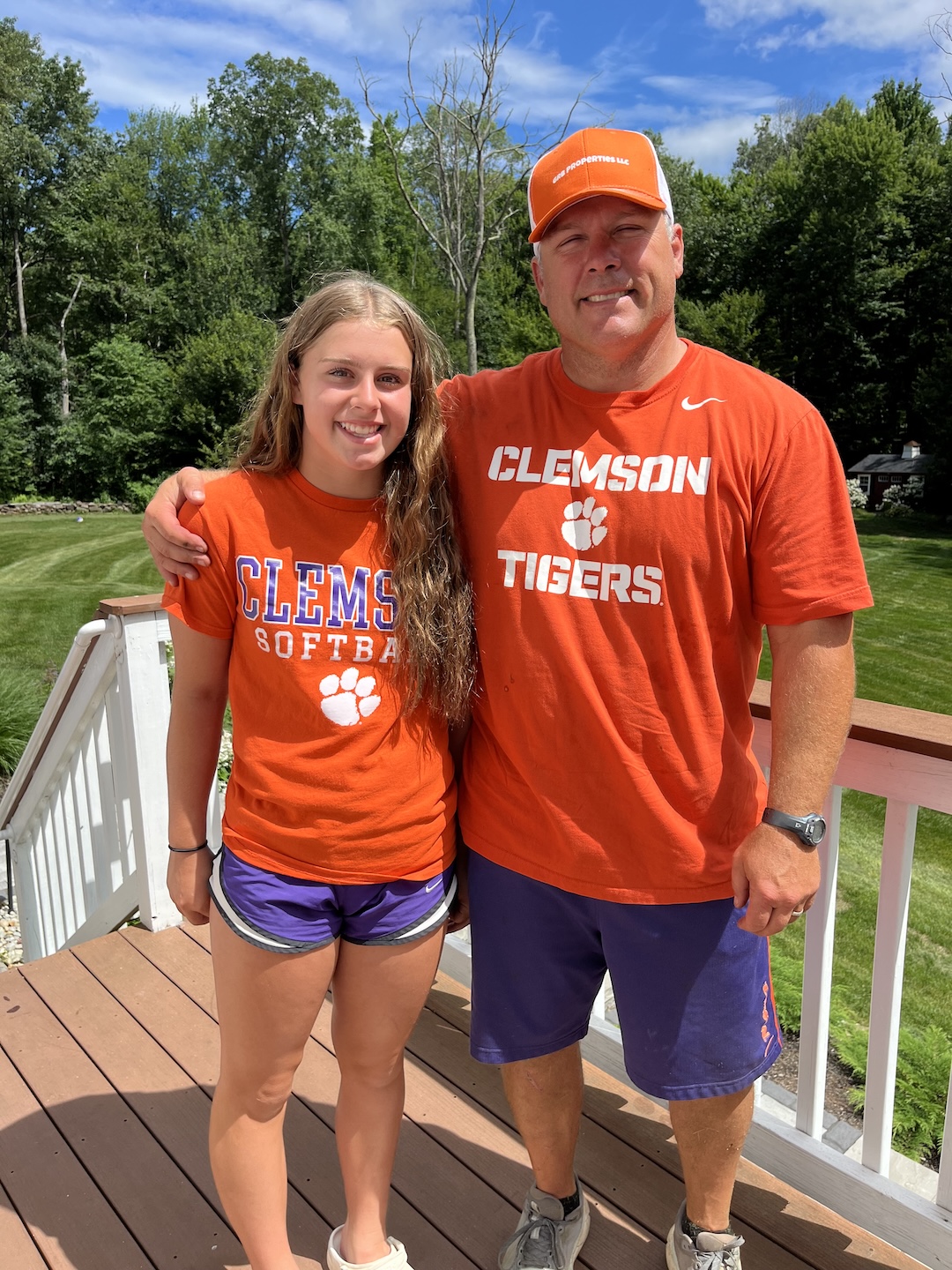 Raegan with her dad, Gary Burnham, who is in the Clemson Athletics Hall of Fame after a tremendous baseball career there.