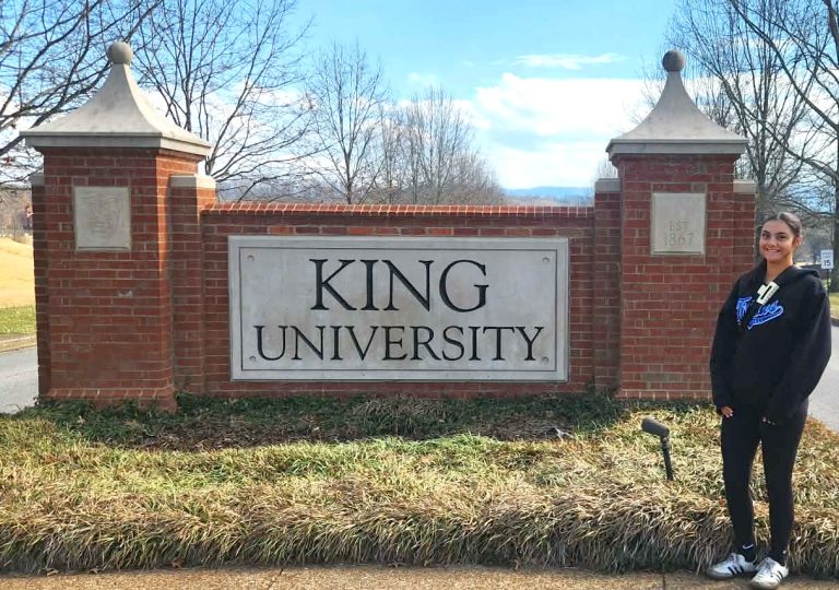 Ciara Babcock on the campus of King University in Bristol, Tenn.