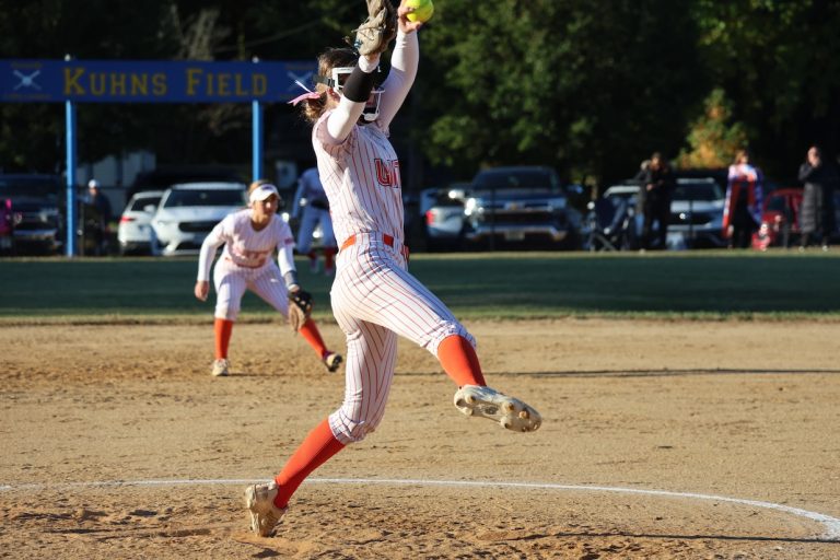 Maddie Falvey pitching for her Unity club team