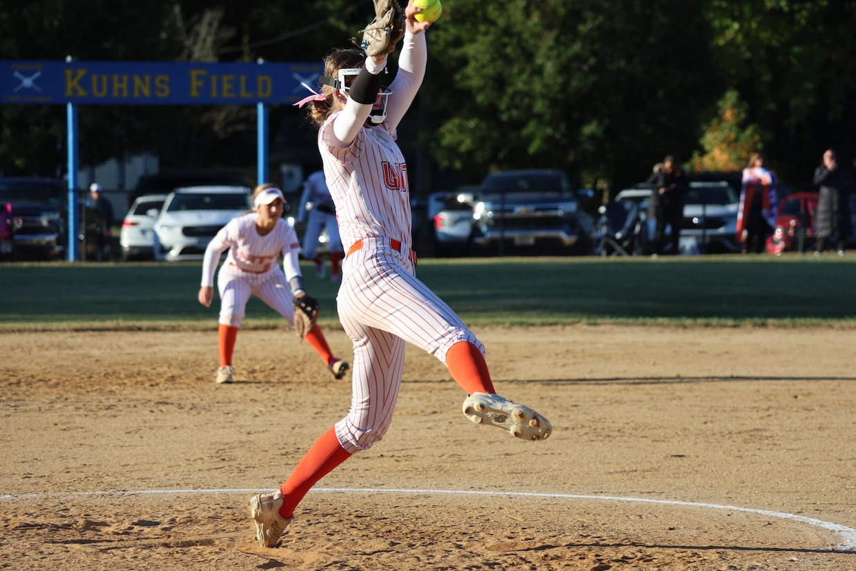 Maddie Falvey pitching for her Unity club team