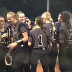 The No. 1-nationally ranked South Warren Lady Spartans celebrate after the Friday night win over No 22 Green Hill (Mt. Juliet, Tenn.)