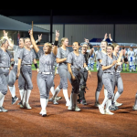 The South Warren players celebrate after closing out the impressive 6-1 win over Orange Beach High thursday evening