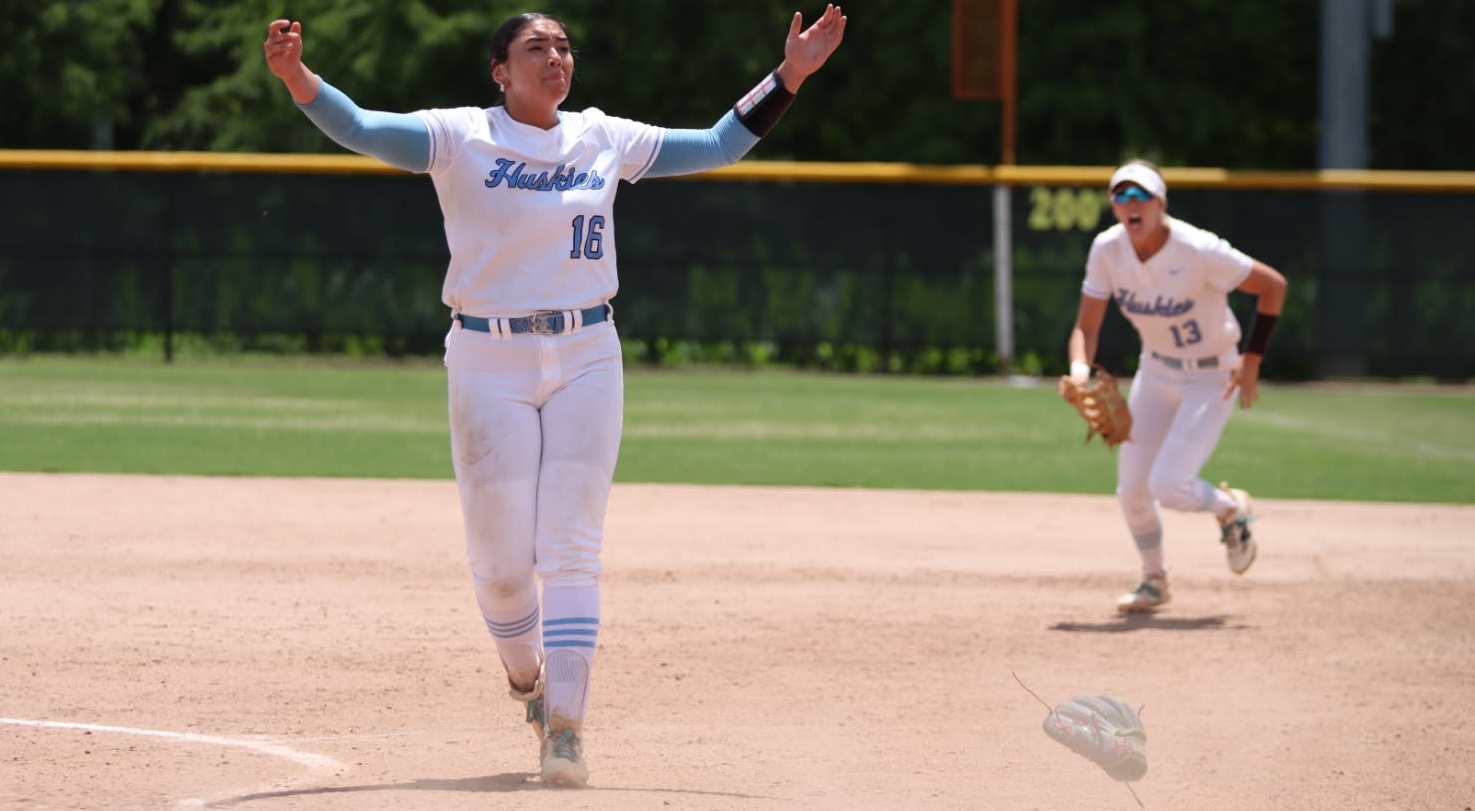 Bella Ortiz celebrates after getting the final out in the Florida Class 7A state championship as teammate and good friend That is Alina Gallaher heads to the circle