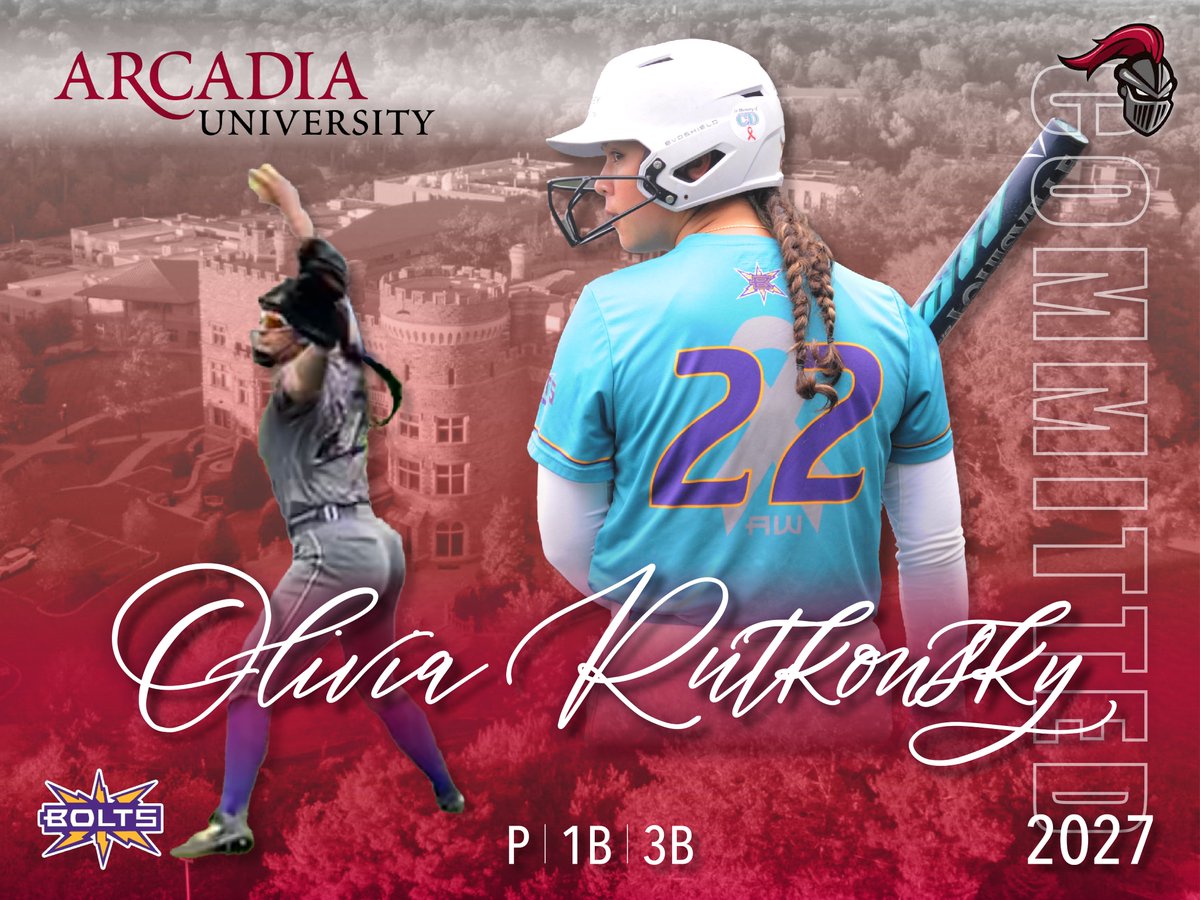 Junior pitcher and corner infielder Olivia Rutkowsky from North Burlington, NJ will play for Arcadia University, a DIII program in Glenside, Pennsylvania