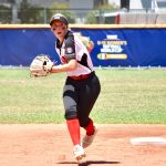 Sara MacDonald records an out at WBSC Italy
