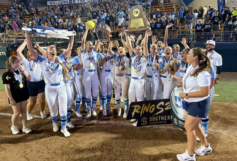Lake Creek (Texas) High players and coaches after the Lady Lions won a fourth state championship in the last five years. Photo - Lake Creek Softball