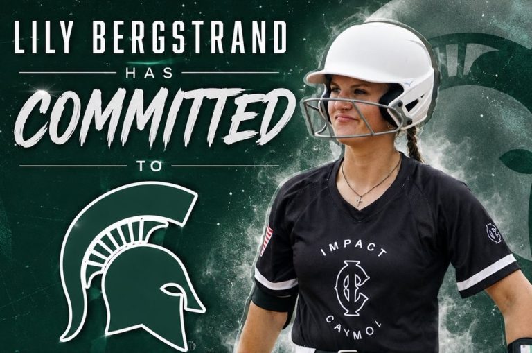 Lily Bergstrand of Impact Cayol National 18U - Richard is a 2026 outfielder and speedy lefty slapper from Prosper, Texas who'll head north to play for the Spartans in the Big Ten