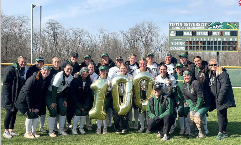 On April 1st of 2025, Paige McMenemy won her 100th career college game at Tiffinn University. After this season, she has a college coaching mark of 152-108 (.585).Photo -