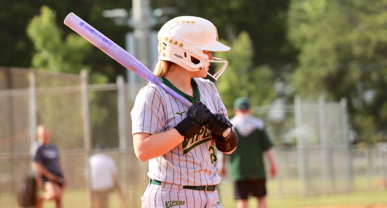 Cam at the plate facing the EC Bullets Premier 14U - Matt team at the Triple Crown Zoom Into June - East event held June 6, 2025, in Cummings, Ga