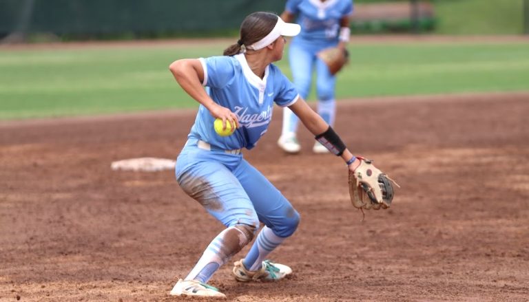 Mattingly Klein makes a throw during the state semi-final playoff game against Jupiter High. Her Hagerty High team would go on to win the Florida 7A championship
