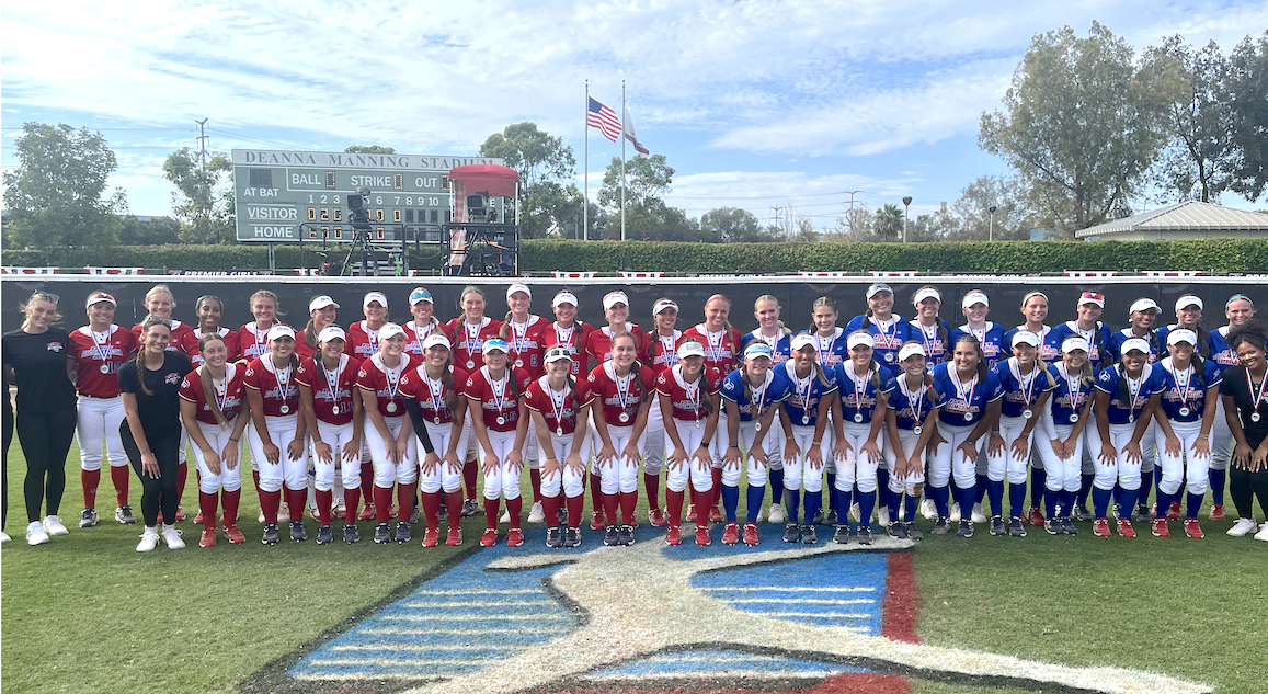 The two Futures All-American teams pose together after the win by the Juniors GOOD!!!!!!!