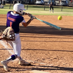 Tinley Goodson hit this pitch for a home run in her Unity 16U - Amsler:Johnson team game on Wednesday