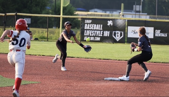 Aleiah Estevez makes a play at shortstop in the 2026 Alliance Nationals