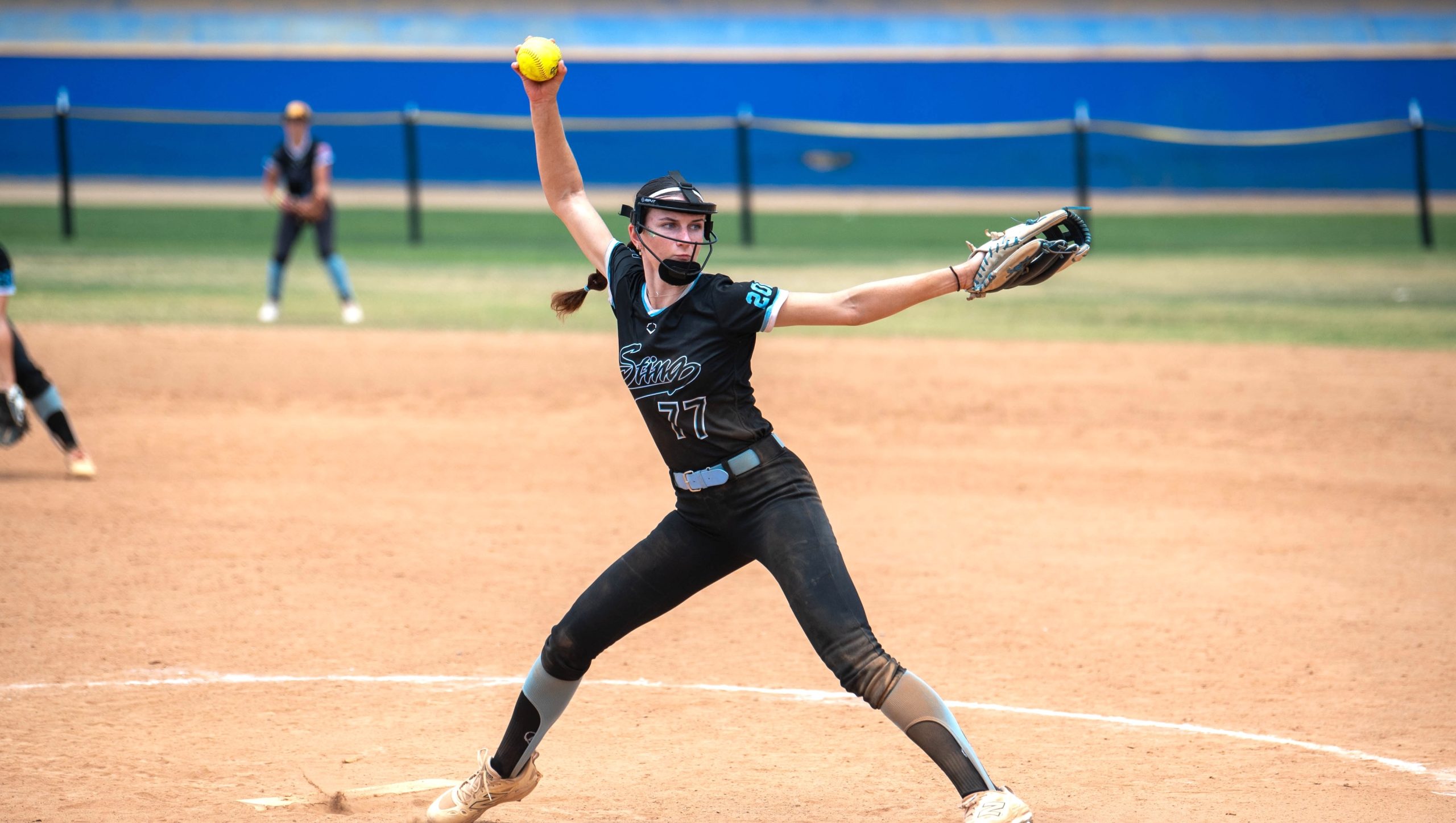 Alexa Manning showing the focus and intensity on the field when pitching for the SoCal Sting that she also brings to her brilliant academic work