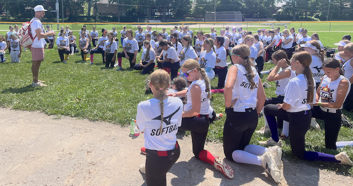 Canadian Elite Softball Camp Director & Founder Tyler Johnstone speaks to the players