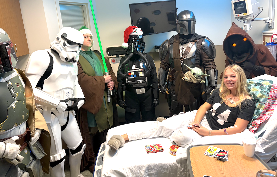 Photo 1 – Star Wars Photo - Adair Amsler in hospital with Star Wars characters