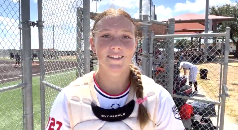 Univ. of Texas-bound catcher Lolo Gamble on Sunday, September 13, 2026 at the Texas Blaze Jamboree