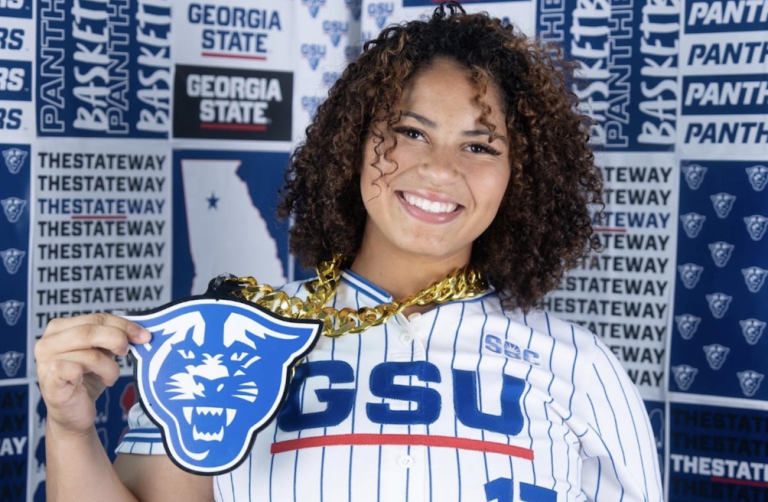 Georgia State committed 2028 RHP:1B:3B Alexi Ford, #47 in the 2028 Line Drive Hot 100, today's standout spotlight athlete from the Lone Star State. Photo provided by Alexi Ford.